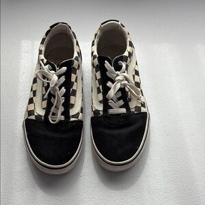 Vans Black and White  Checkered Canvas Sneakers